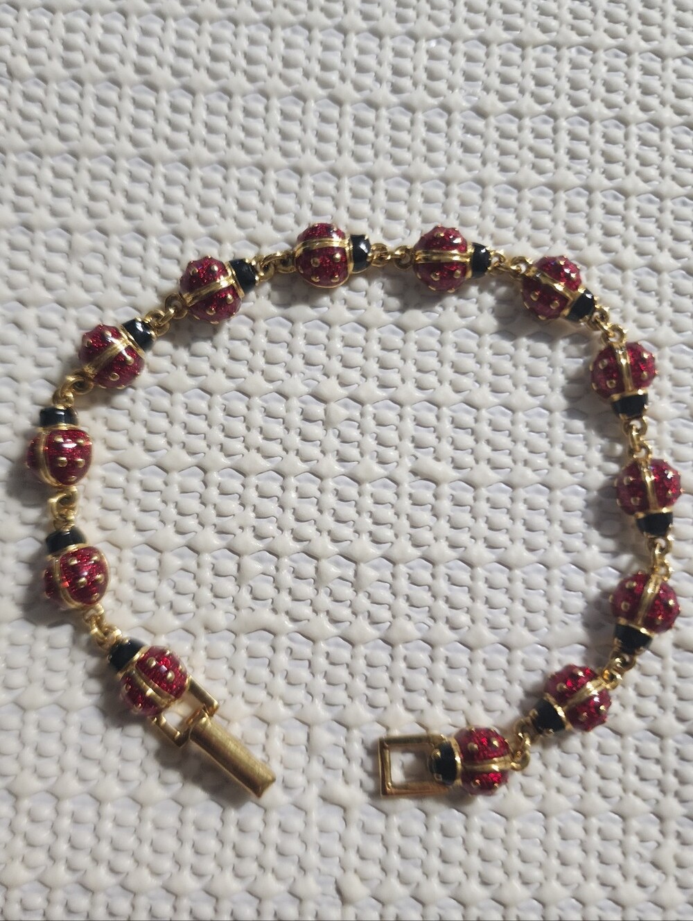 Joan Rivers Signed Classic Ladybug Link Bracelet RARE B3303 7.5" Near MINT